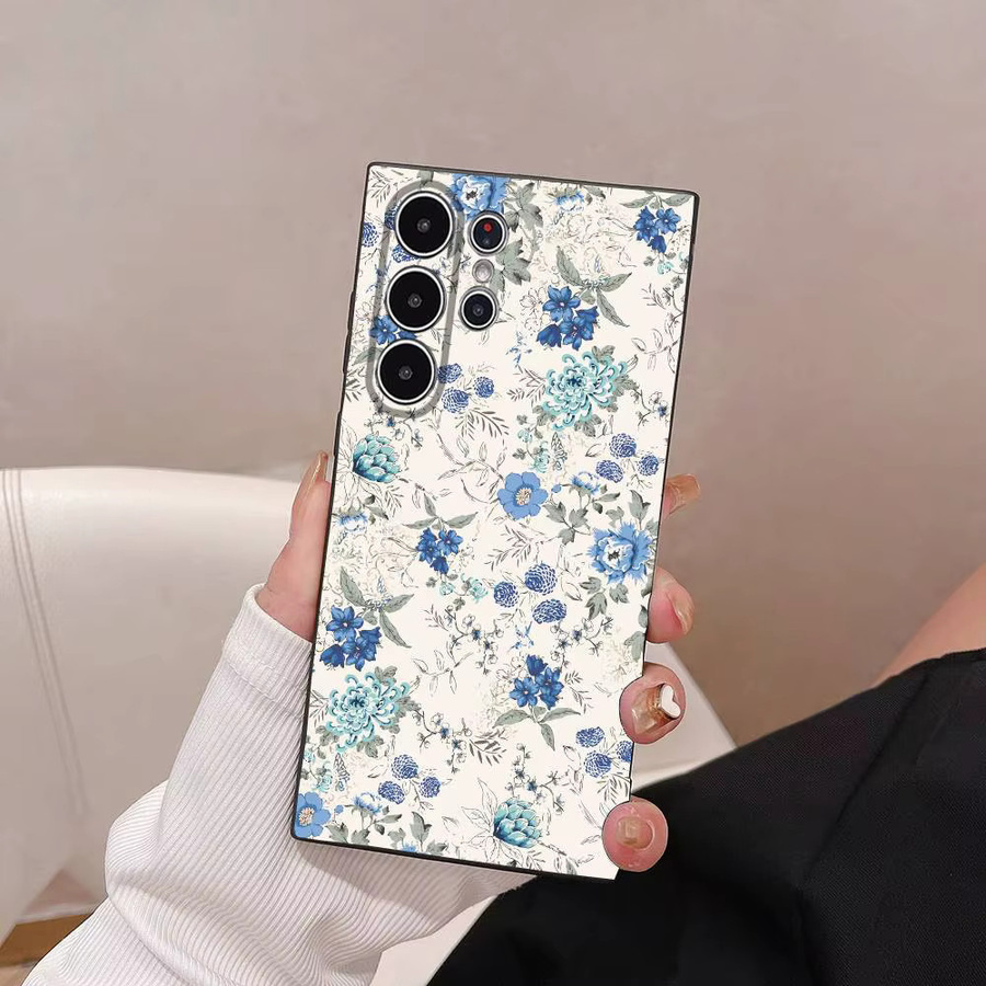 Retro Flower Art Handyhülle für Samsung Galaxy S25 S24 S23 S22 S21 S20 Ultra Plus 5G, Frosted Non-Slip Soft Cover, Multicolour - Bild 2