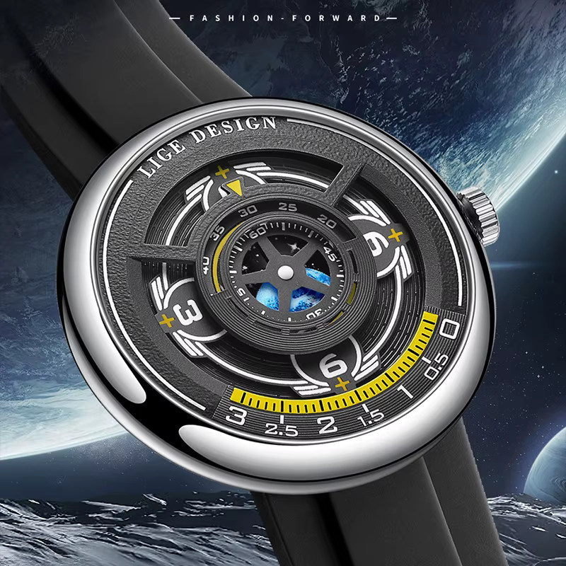 LIGE Armbanduhr Quarz, Silikon, Schwarz, Herren - Bild 2