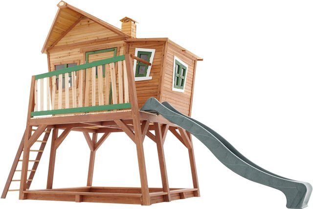 Axi Spielhaus Max aus Zedernholz mit Leiter, Rutsche und Sandkasten in Braun/Grün - Bild 1