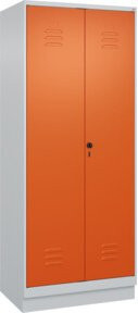 C+P Wäsche-Spind Classic PLUS mit Sockel, 2 Abteile, Lichtgrau/Reinorange, H x B x T: 195 x 80 x 50 cm - Bild 1