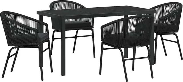 vidaXL Garten Essgruppe 5-teilig aus Poly Rattan in Schwarz für Garten und Terrasse - Bild 1