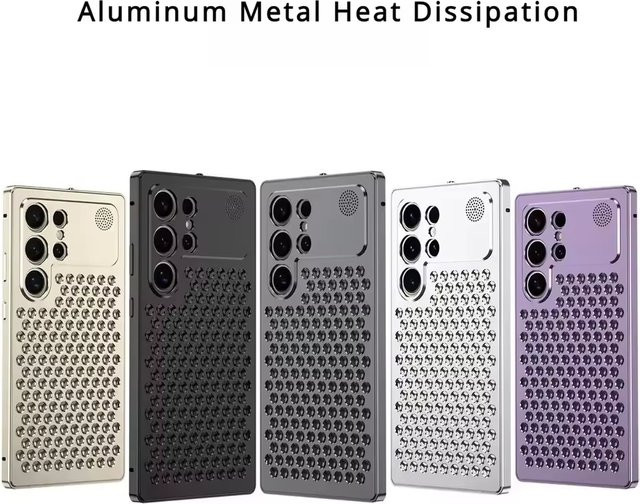 Wärmeableitende Handyhülle aus Aluminiumlegierung für Samsung Galaxy S24 Ultra, S25 Ultra und S26 Ultra mit Federverschluss in Grau - Bild 1