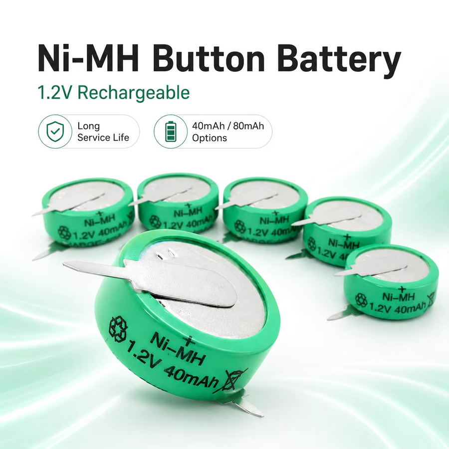 Koonenda NiMH-Knopfzellen-Akku 1,2V 80mAh in Grün für Solar-Gartenleuchten, Uhren und Spielzeug - Bild 2