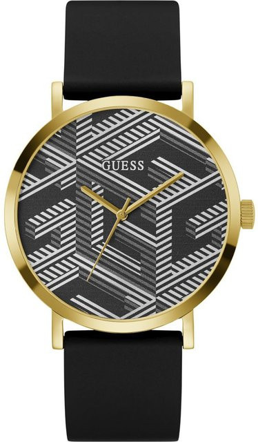 Guess Herrenuhr, Quarz, Edelstahl, 44 mm, Silikon, Schwarz - Bild 1