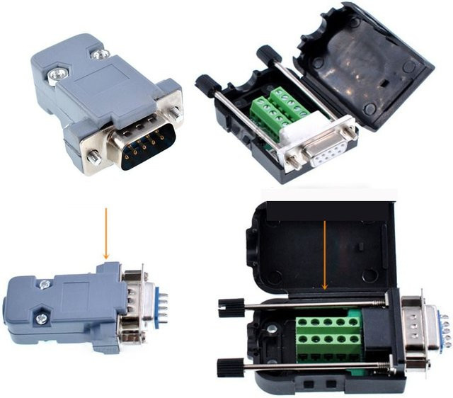DB9 D-Sub Stecker und Buchsen Adapter Set RS232 COM 9-polig mit Kunststoffgehäuse in Grau - Bild 1