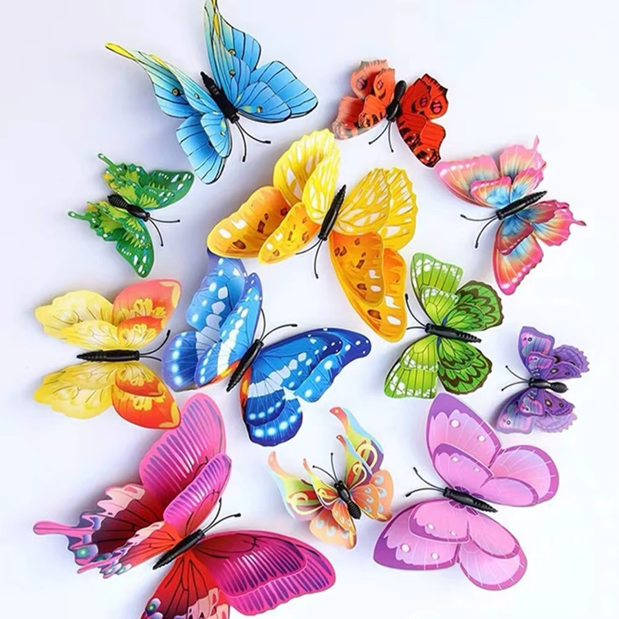 Haile 3D Schmetterling Wandaufkleber in Pink und Multicolour zur Dekoration für Hochzeiten und Kühlschränke aus PVC - Bild 2