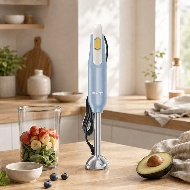 ROUNY Handstabmixer in Blau mit 850W Leistung, Edelstahlklingen und Spritzschutz - Bild 1