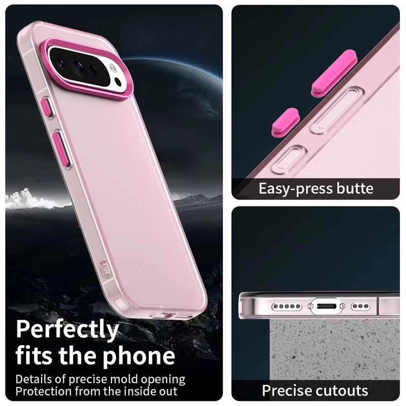 Matte Handyhülle für Google Pixel 10, 9 Pro XL, 9A und 8 Pro in Purple mit plattierter Linse und stoßfestem weichem Rahmen - Bild 4