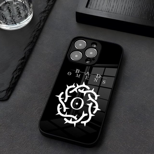 Bad Omens Design Handyhülle aus Glas für Apple iPhone in Schwarz - Bild 1