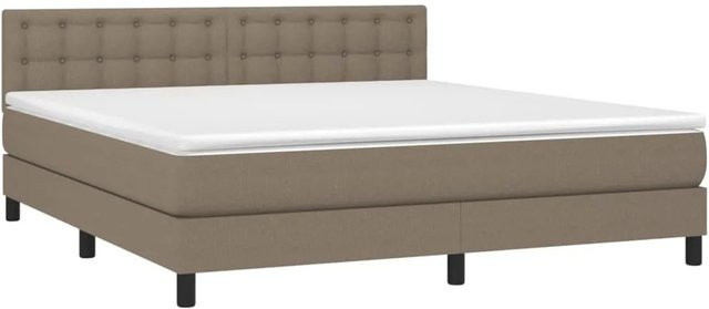 vidaXL Boxspringbett mit Matratze und LED in Beige, Hybrid-Bett mit USB-Ladeport und Unterbettbeleuchtung, B/T: 180 x 200 cm - Bild 1