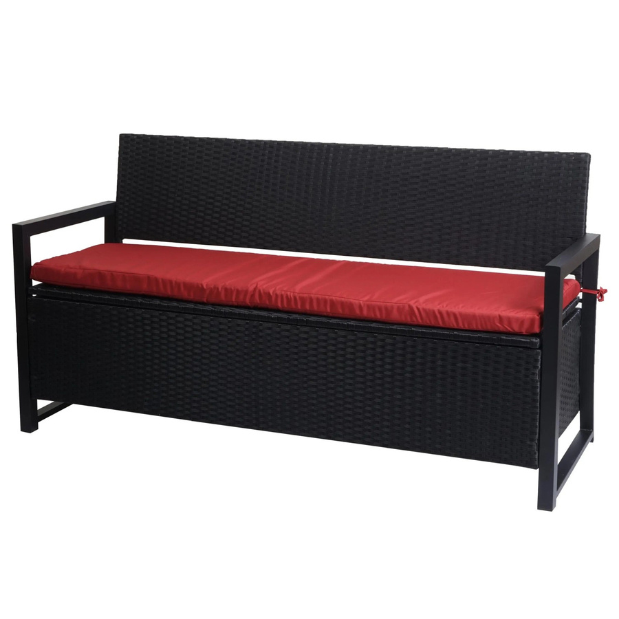 MCW Poly-Rattan 3er Sitzbank F39 Truhenbank mit Staufach und Sitzkissen in Anthrazit - Bild 2