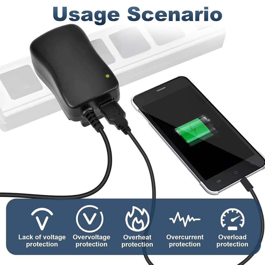 AEVYVKV Einstellbares Universal Netzteil mit USB-A und USB-C, 30W, Schwarz, AC 220V/110V zu DC 3V-12V Adapter mit 5V 2,1A USB-Ausgang - Bild 3