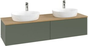 V&B Waschtischunterschrank Antao mit Beleuchtung, Eiche Honig, Grau lackiert, B/T: 160 x 50 cm - Bild 1