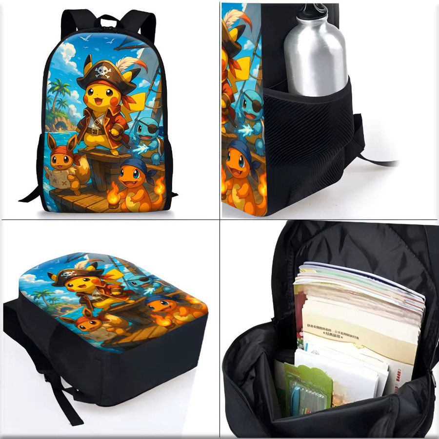 Potdemiel Pikachu Piraten-Abenteuer 3D-Rucksack-Set, Kindertasche, Canvas-Rucksack, Lunchbox, Federmäppchen - Bild 5