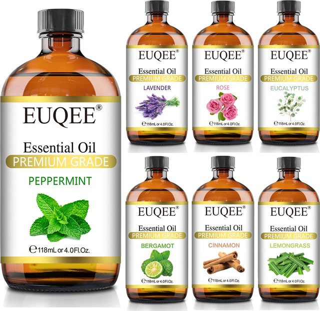 EUQEE Ätherisches Öl, 118 ml, Pfefferminze, Lavendel, Eukalyptus, Bergamotte - Bild 1