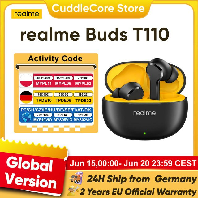 realme Buds T110 Bluetooth In-Ear Kopfhörer Schwarz Globale Version - Bild 1