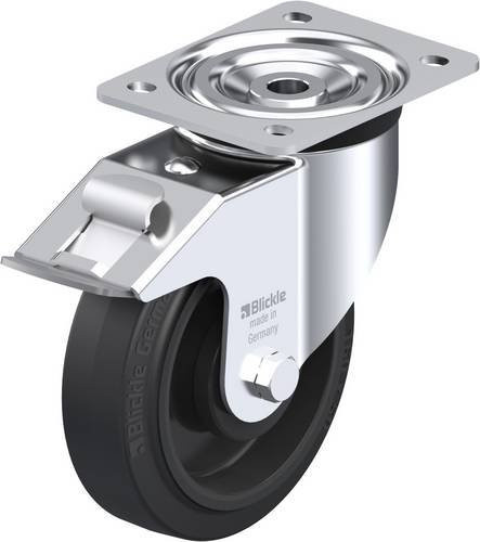 Blickle L-POEV 160KA-FI Lenkrolle mit Feststeller, Rad-Durchmesser: 160 mm, Tragfähigkeit: 400 kg, Farbe: Schwarz/Silber - Bild 1