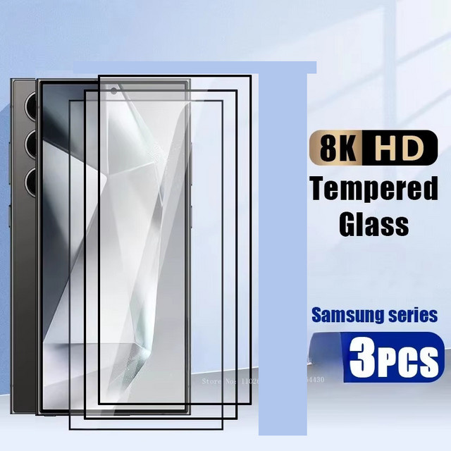 3er-Set gehärtetes Glas Displayschutzfolie für Samsung Galaxy S25 S24 S23 S22 Plus Note 20 Ultra in Transparent - Bild 1