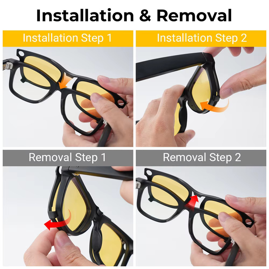 HiBloks Polarisierter Clip-on für Ray-Ban Meta Wayfarer Gen 2 Smart Glasses RW4006/RW4012, Größe M 50-22, Mattschwarz - Bild 4