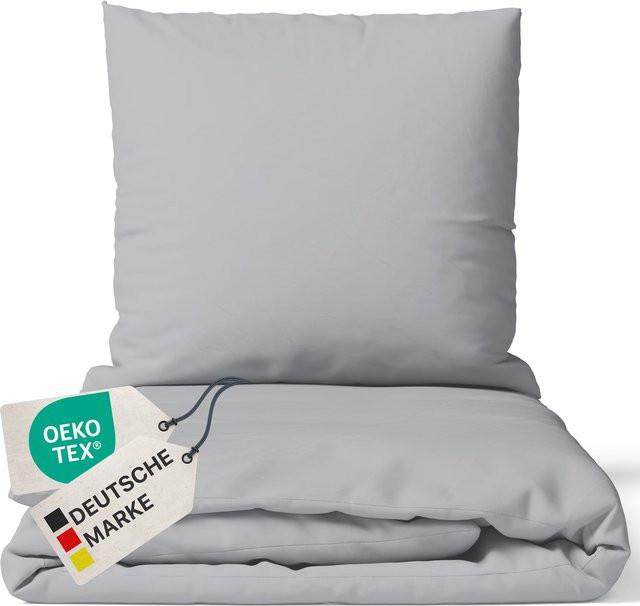 NYVI Bettwäsche Set DreamScience Renforcé aus 100% Baumwolle, Silber, B/H: 135 x 200 cm und 80 x 80 cm - Bild 1