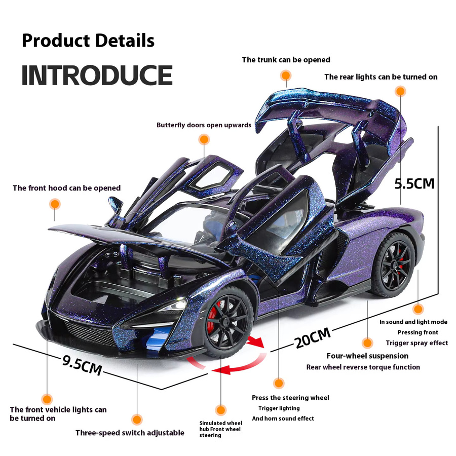 Maisto McLaren Senna Sportwagen Modell, 1:24, mit Sound und Licht - Bild 3