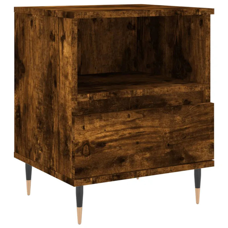 Vidaxl Nachttische 2er Set in Räuchereiche Braun im Industrial Design aus Holzwerkstoff und Metall, B/T/H: 40 x 35 x 50 cm - Bild 3