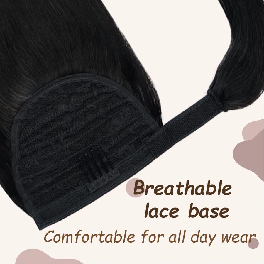 xbeauty Haarteil Clip-in, 100% Remy Haar, lange gerade, Schwarz #1, Damen - Bild 4