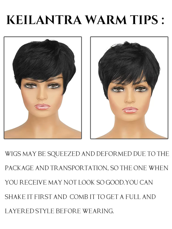KEILANTRA Echthaar Perücke, Pixie Cut mit Pony, Damen - Bild 5