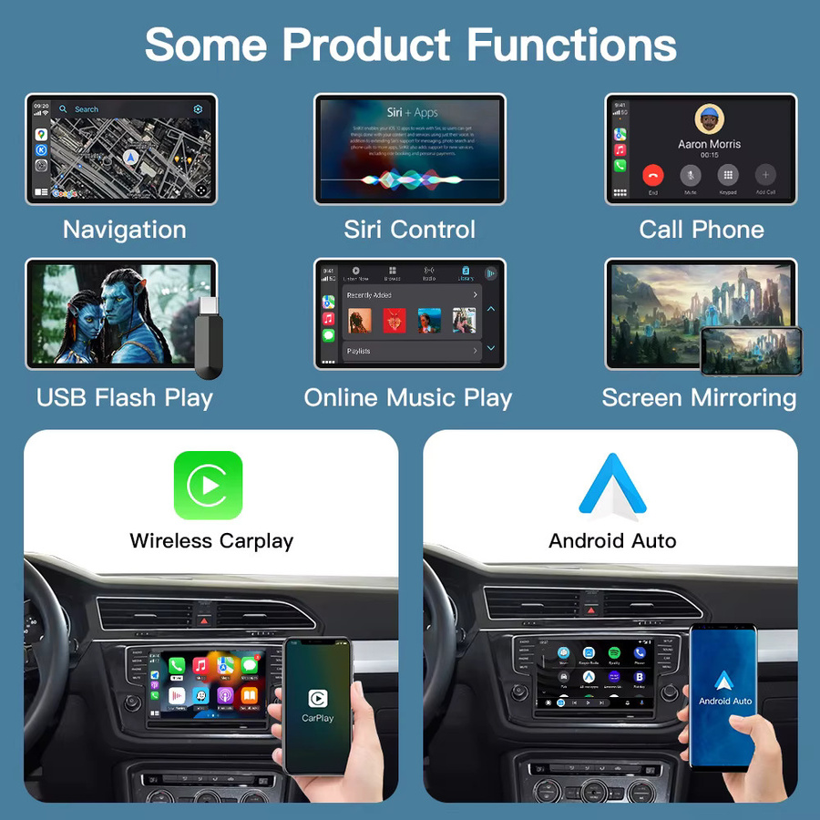 AUTOABC Kabelloser CarPlay Decoder Box für Audi A4 B9 A5 Q7 2016-2019 mit Android Auto, Mirror Link, AirPlay und Bluetooth/GPS Interface Upgrade - Bild 2