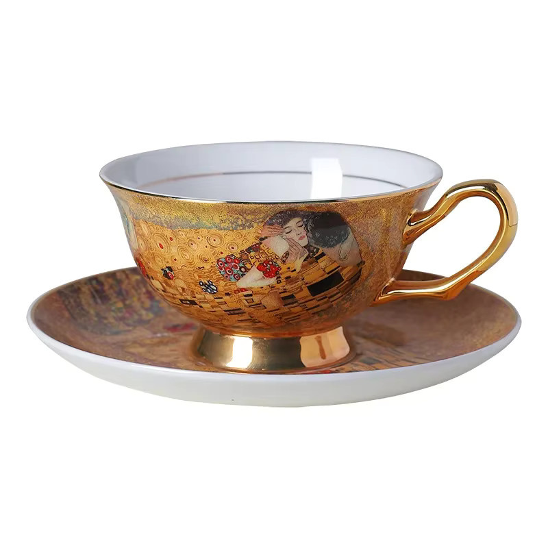 Elegantes Kaffeeset aus Knochenporzellan im Barockstil mit Tassen und Untertassen - Bild 4
