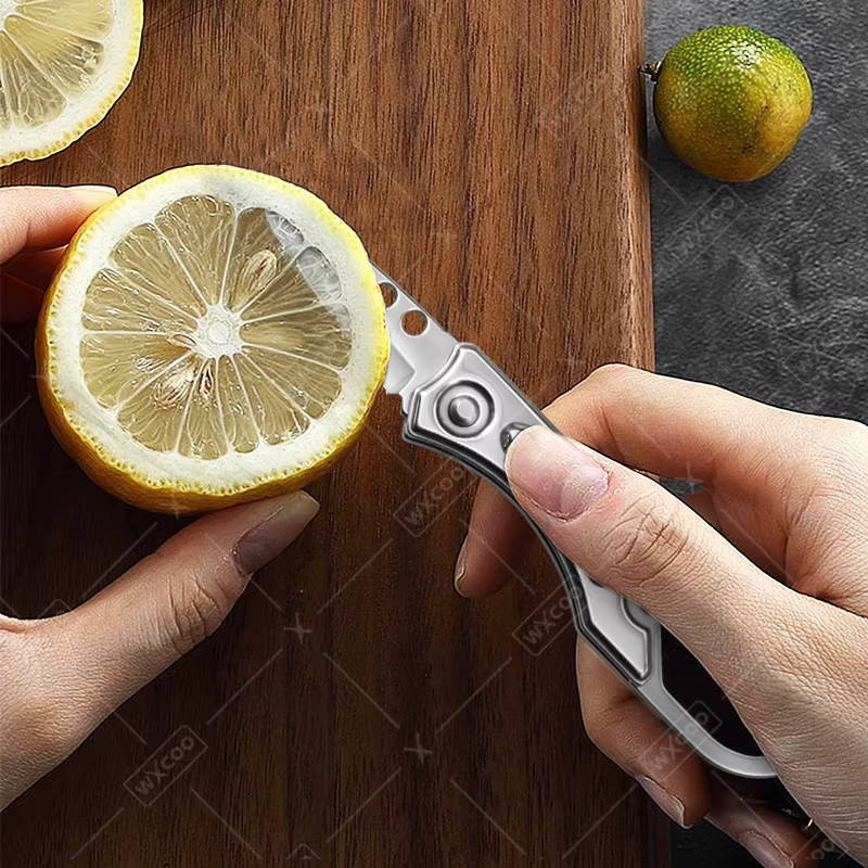 WXCOO Klappbares Obstmesser aus Edelstahl in Silber als multifunktionales Küchenwerkzeug und Taschenmesser - Bild 3