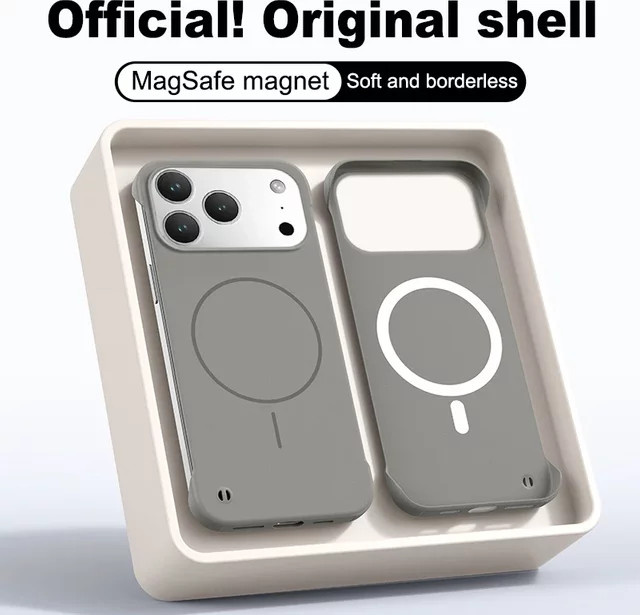 Magnetische iPhone Hülle mit Rahmenlosem Design und matter Rückseite für Apple iPhone 17, 16, 15, 14, 13, 12, 11 Pro Max Plus und 16E, MagSafe kompatibel, Blau und Weiß - Bild 1