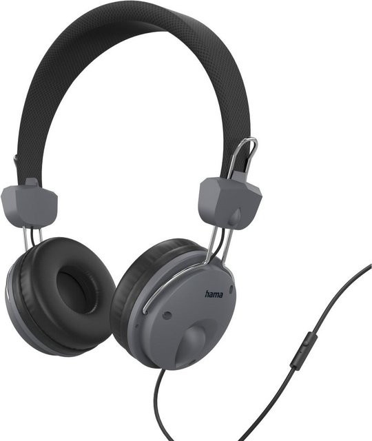 Hama Kopfhörer Fun On-Ear mit Mikrofon und einseitiger Kabelführung in Schwarz - Bild 1