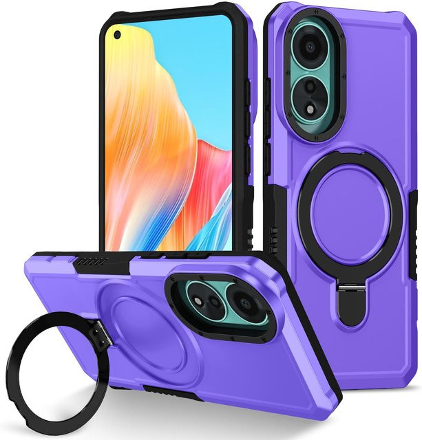Robuste Handyhülle für OPPO A78 4G/5G, A58 4G/5G, A18 und A38 mit unsichtbarem Metallring-Ständer in Purple - Bild 1
