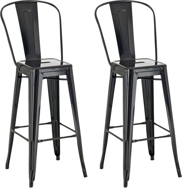 DELUKE 2er Set Barhocker CHENNA Barstühle aus Metall in Schwarz, H x B x T: 115 x 44 x 52 cm - Bild 1