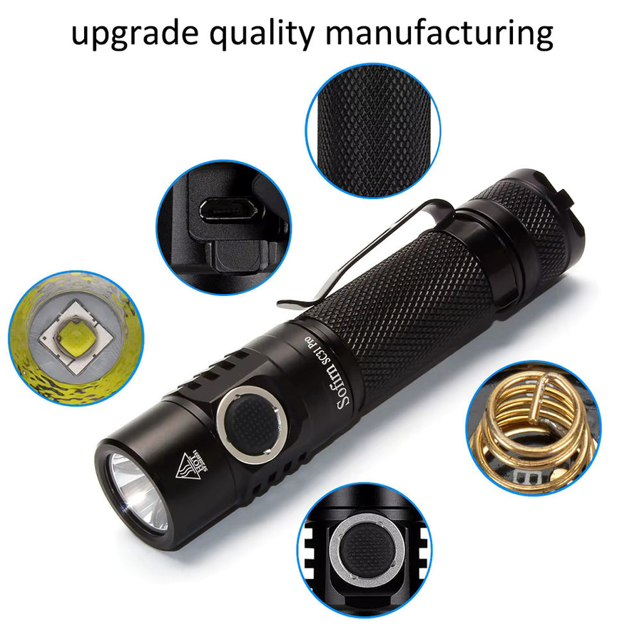 Sofirn SC31 Pro LED Taschenlampe mit 2000 Lumen, SST40 LED, USB-C wiederaufladbar, Schwarz - Bild 5