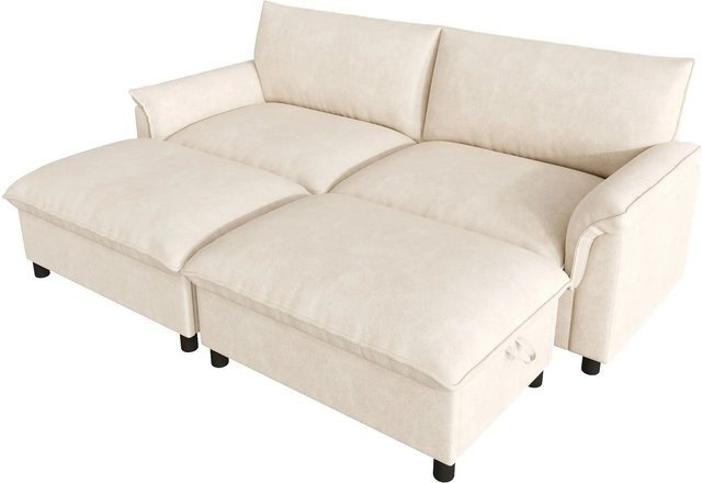 Merax Cloud Sofa in U-Form, Beige, Modular, B/T/H: 216 x 82 x 77 cm - Bild 1