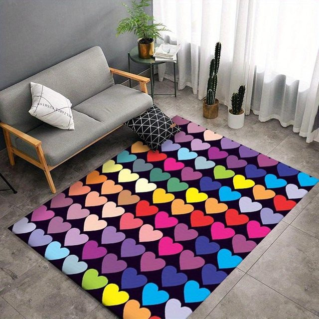 Lodestar Kristall Samt Teppich mit Liebesherz-Muster, rutschfester Polyester Teppich in Multicolour, B/T/H: 60 x 40 x 1 cm - Bild 1