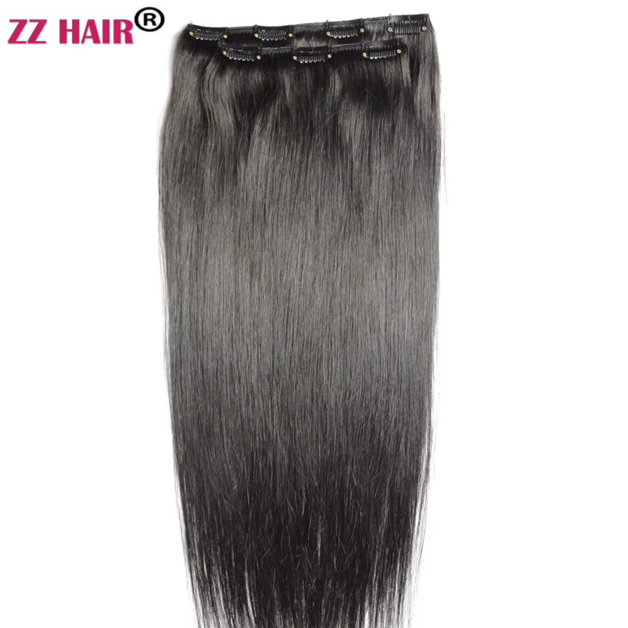 Zzhair Haarverlängerungen Remy Haar Clips-in Set, 140g, gerade - Bild 1