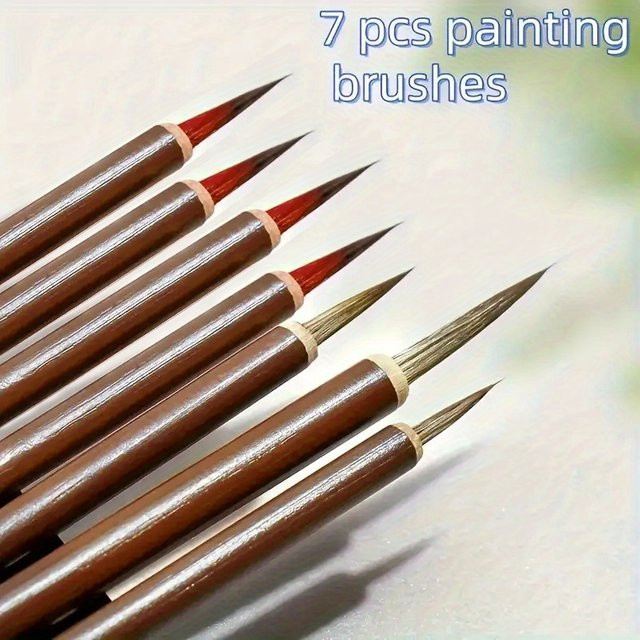 Handgefertigte Kunstpinsel für chinesische Kalligrafie und Präzisionsdesign in Braun aus Holz - Bild 1
