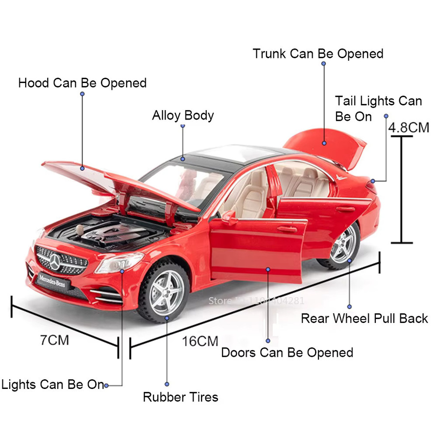 RMZ city C260L E300L Legierungsdruckguss-Modell, Spielzeugauto, 1:32, mit Licht und Ton - Bild 1