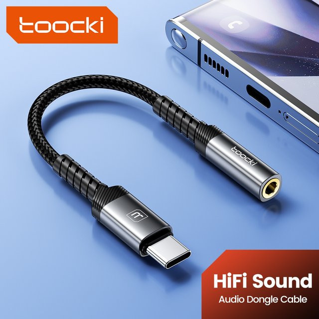 Toocki HiFi Audio Dongle USB Typ C auf 3,5 mm Klinke Adapter in Silber für iPhone und Xiaomi POCO - Bild 1