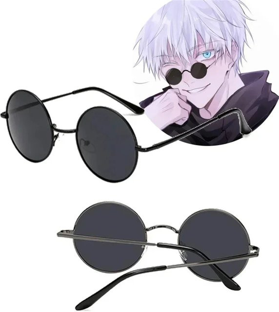 Anime Gojo Satoru Sonnenbrille, Round, Metal, Schwarz, Unisex - Bild 1