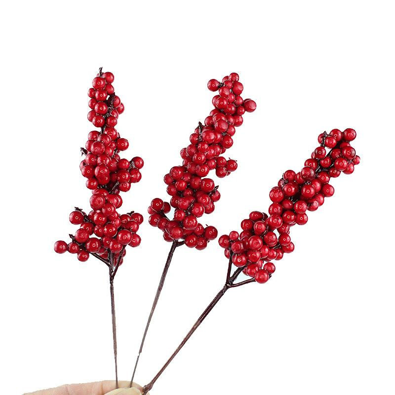 Tooarts Künstliche Weihnachtsbeeren mit Glitzer in Rot als Dekoration für Weihnachten und Hochzeiten - Bild 2