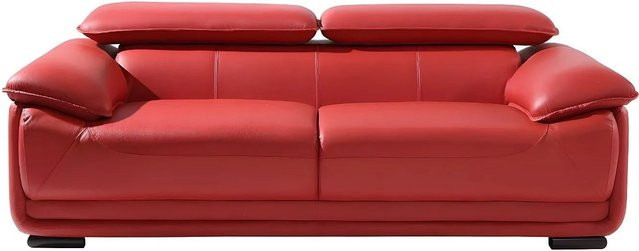 Vente-unique Ledersofa Macelo Rot mit 204 cm Breite - Bild 1