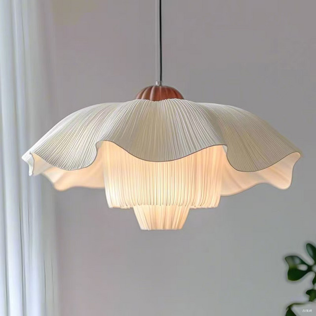 VIGOUS Pendelleuchte im Wabi Sabi Stil aus Stoff in Weiß für Wohnzimmer und Schlafzimmer - Bild 1