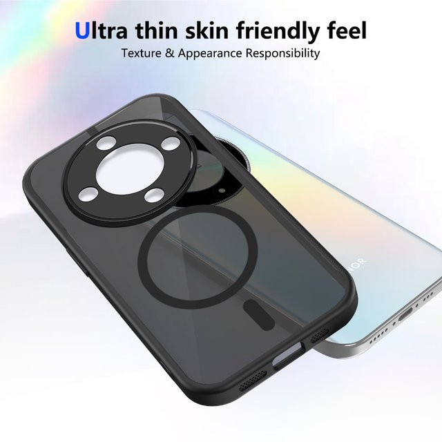 Magnetische Handyhülle für Honor 400 Pro 600 Lite 200 Smart X8d X7d X9d X7c X8c X9c X6c X6b X70 in Schwarz mit matter Hartschale - Bild 1