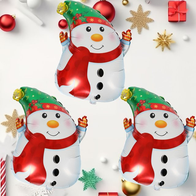 3er-Set Schneemann Folienballons in Mehrfarbig für deine Weihnachtsdekoration und Party - Bild 1
