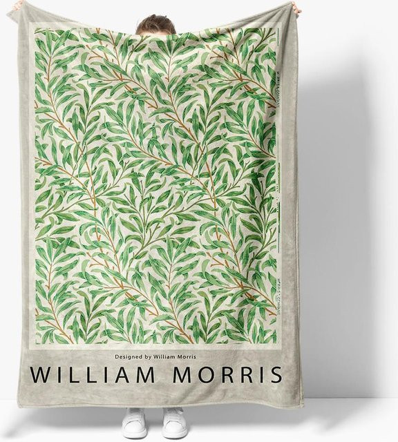 JMG Household Supplies William Morris Vintage Decke mit Blumendruck in Grün, B/B: 150 x 200 cm - Bild 1