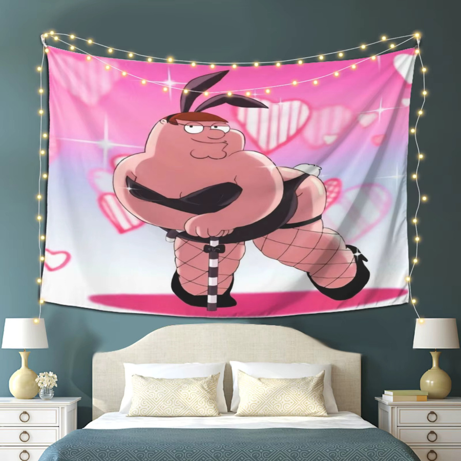 VIKAMA Wandteppich Parody House Peter in Pink, abstrakte Textil-Illustration für Wohnzimmer, Schlafzimmer und Büro - Bild 3